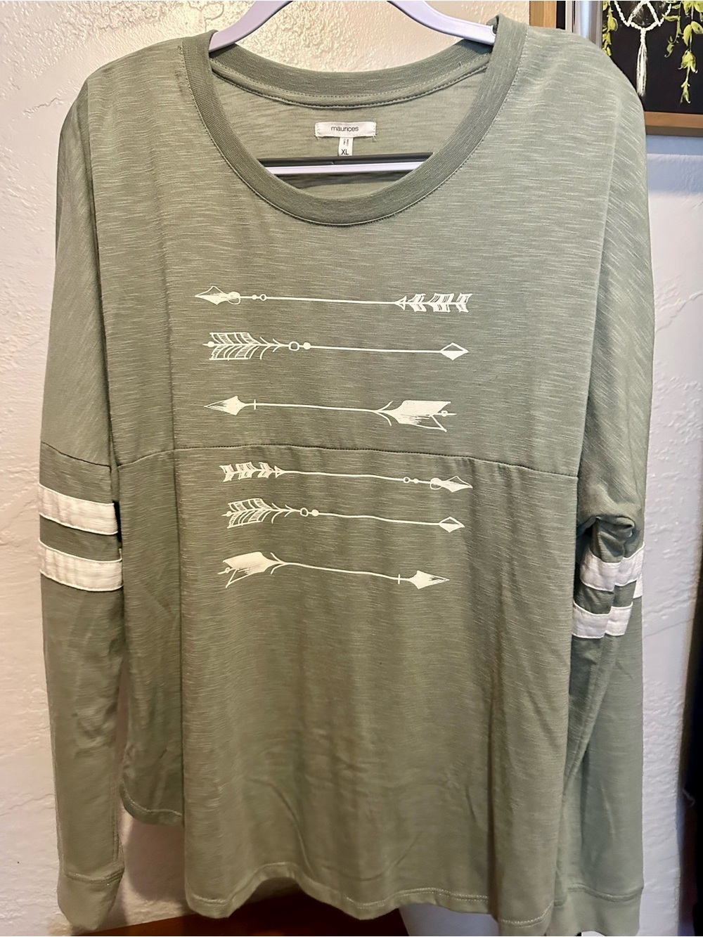 Maurices Olive Green Women’s Long-Sleeve Graphic Shirt